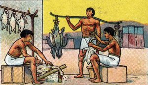 古代エジプトの日常生活：ガチョウの飼育と塩漬けの準備、20世紀初頭（クロモ）