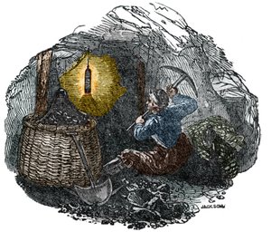 Davy lamp 1815 Humphry DAVY (1778-1829). 1834年のエングレーヴィング。
