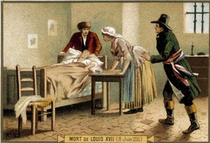 ルイ17世の死（1795年8月6日）。19世紀のクロモリトグラフ。 作： Unknown artist