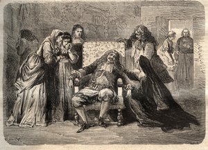 モリエールの死 - Jean Baptiste (Jean-Baptiste) Poquelin, dit Moliere (1622-1673)の死、2月17日。 作： Unknown artist
