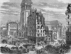 1867年にレンヌ通りを貫通させるためのサンジェルマン・デ・プレ広場の取り壊し。