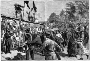 1888年5月27日、ペール・ラシェーズのフェデレの埋葬の前で行われたアナキストのデモ。