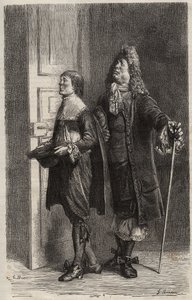 Diafoirus pere et fils - Jean Baptiste Poquelin dit Moliere (1622-1673) の「架空のマラド」のためのエングレーヴィング（架空の無効物 作： Unknown artist