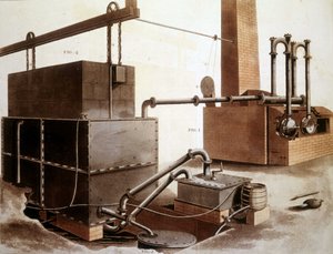 石炭ガスの製造方法を説明した図（1815年ロンドン 作： Unknown artist