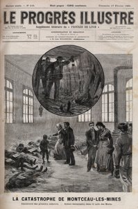 1895年、ブルゴーニュ地方のサント・ユージェニー井戸の災害、またはモンソー・レ・マインズ（Montceau-les-Mines）の災害 - 1895年の「Le Progres illustrious」誌に掲載された版画 作： Unknown artist