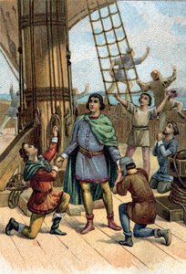 1492年、クリストファー・コロンブス(Cristoforo Colombo)によるアメリカ大陸の発見。 作： Unknown artist