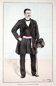 師団長（1896年）。アルフレッド・レイ(1864-?)とルイ・フェルがセーヌ川警部の前任者ルイ・ルピーヌ(1846-1933)の後援で出版した本「平和の戦士たちの歴史」の挿絵のためのカラー・エッチング。