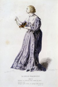 la belle plaideuse」（ボワ・ロベール作、1654年）のドレット、「le theatre francais au 16 eme et 17 eme eque anterieur à Moliere」（エドゥアール・フルニエ作）のドレット。 作： Unknown artist