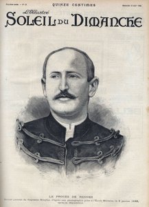 ドレフュス事件：レンヌ裁判で劣化した後のアルフレッド・ドレフュス（1859-1935）の肖像。8月13日付「Le sun-du-dimanche」に掲載されたエングレーヴィング。