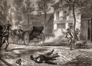 オルレアン公は1842年7月13日に交通事故で死亡 - アンリ・マルタンの「Histoire de France」にて 作： Unknown artist