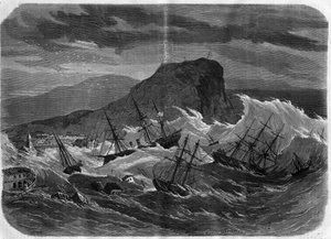 ペルーの地震：1869年9月にアリカの街を水没させた津波 - "Le Journal Illustré "のエングレーヴィング