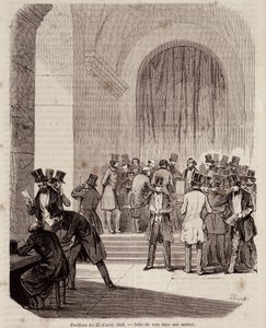 1848年4月23日の選挙：セクション内の投票所 - "Contemporary Popular History "にて 作： Unknown artist