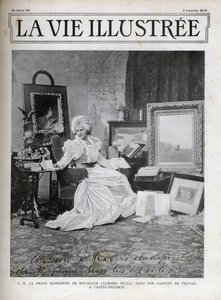 Elisabeth of Wied ルーマニア王妃 1843-1916 - Elisabeth de Wied - Elisabeth Pauline Ottilie Louise de Wied (Carmen Sylvaのペンとして知られる) カステル・ペレシュのオフィスにて - 1900年に描かれたライフ・イラストレーションの表紙 作： Unknown artist