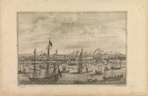 Kanton1655」と題されたエングレーヴィングで、1655年に船から見た広東の印象が描かれている。