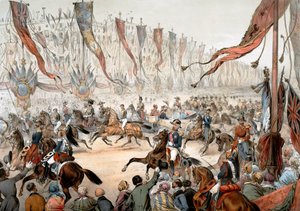 ナポレオン3世臨席のもと、英国女王ヴィクトリアがパリに到着 8月18日 作： Unknown artist