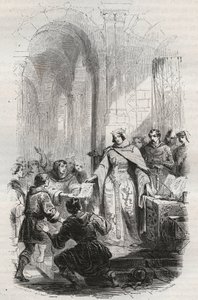 ルクセンブルク伯爵夫人エルメシンデ - 1243年にルクセンブルクのエルメシンデ・アイレがルクセンブルクの住民に与えた郵便制度の憲章 - テオドール・ジュスト（1818-1888）の「原始時代からレオポルド1世の終わりまでのベルギーの歴史」に掲載された1868年のエングレーヴィング-。