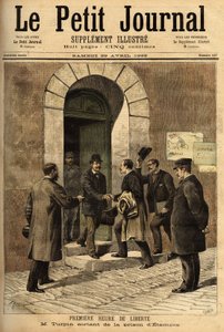 Eugene Turpin (1848-1927)、化学者、1884年にメリナイト(爆発物)を発明、敵に発明品を売ったと不当に非難されたが、無実であり、Etampesの刑務所から解放された。1893年4月29日の「Le petit journal」に掲載された版画。セルバのコレクション 作： Unknown artist