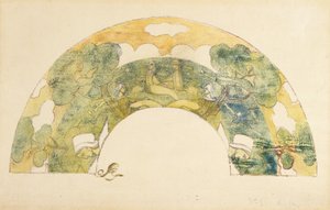 Evantail - Bretons Au Bord De La Mer (Fan - Bretons By The Sea) (ジンコグラフと手彩色のモノタイプ)