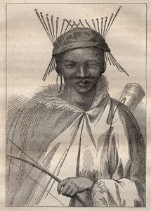 アンダース・スパルマン（1748-1820）による南アフリカ内陸部への遠征（1775年）：ボシマン（BochimanまたはSan、アフリカ南部の原住民） - 図版は "The Great Mariners of 18 century "より引用。 作： Unknown artist