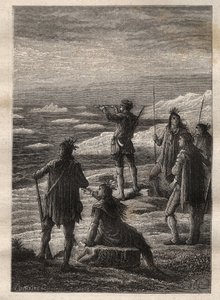 サミュエル・ハーン（1745-1792）によるカナダ大北の探検（1769-1772）：ハーンはカッパーマイン川の流れを遡り、1771年に北極海の河口に到着した - "The Great Mariners of the 18th century "のイラスト 作： Unknown artist