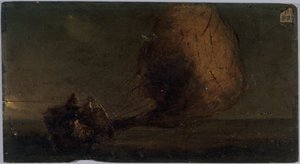 落下する飛行艇、1860年頃（木に油彩） 作： Unknown artist