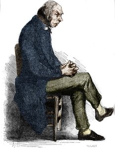 ゴリオー神父19世紀半ばのエングレーヴィング。オノレ・ド・バルザック（1799-1850）の『ゴリオ神父』の挿絵。 作： Unknown artist