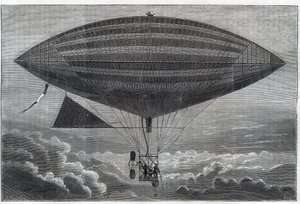 10月8日（月）にアルベール（1839-1906）とガストン・ティサンディエ（Tissendier）（1843-1899）フランスの科学者、雑誌「La Nature」の編集者によって実験された、初の電気式エアロスタットのヘリコプタ。