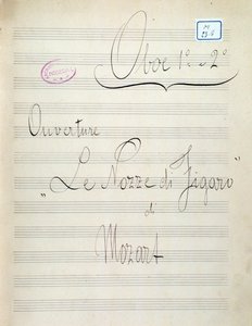 モーツァルトの「フィガロの結婚」オーペラのオーボエ用楽譜の最初のページ(19世紀) 作： Unknown artist