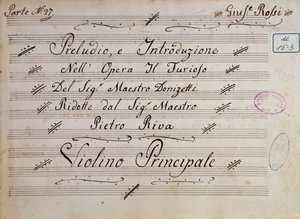 ガエタノ・ドニゼッティ作曲のヴァイオリン用楽譜「Il furioso all