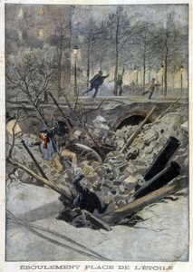 地下鉄建設中に落下したエトワール広場-「Le Petite Journal」1899年12月号掲載