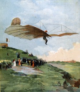 グライダーの先駆者、オットー・リリエンタール（1848〜1896）のフライト。1894. 作： Unknown artist