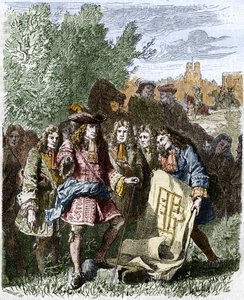 1670年にルイ14世によって作られたアンヴァリッド財団。ホテル・デ・アンヴァリッドは、建築家のジュール・ハードゥアン・マンサールが、ルイ14世の依頼を受けて、戦場で傷ついた兵士を迎えるために建てたものです。 作： Unknown artist