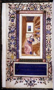 フランチェスコ・ペトラルカ（ペトラルカ）（1304 - 1374）、15世紀の細密画。ビビオテカ・トリヴルツィアーナ。ミラノ 作： Unknown artist