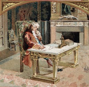 Francois-Marie (Francois Marie) Arouet de Voltaire dit Voltaire (1694-1778) 23歳、Sully-sur-Loire (サリー・シュル・ロワール)の城にて。19世紀末のクロモリトグラフ 作： Unknown artist