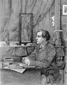 フランソワ・コッペ（1842-1908）、フランスの詩人・劇作家。1885年、M.F.Desmoulinsによるドローイング。 作： Unknown artist