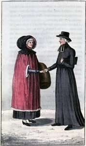 フランス系カナダ人女性（jeune francaise canadienne）；ジョン・ランバート編『カナダと北アメリカ合衆国を巡る旅 1806-1808』所収。ロンドン 作： Unknown artist