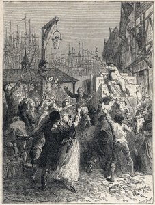 フランス革命：ミラボー伯爵（1749-1791）オノレ・ガブリエル（Honore-Gabriel）リケティの凱旋は、1789年にマルセイユの街に入った。1889年のエングレーヴィング。個人蔵。 作： Unknown artist