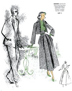フランスのファッション、千鳥格子のデザイン。 作： Unknown artist