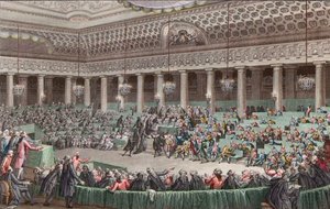 フランス革命-国民議会はすべての特権を放棄する、1789年8月4日、Helmanによる刻印-Assemblee - Nationale Abandonment de tous - les privileges, a Versailles, Seance de la - Nuit du 4 au 5 août 1789