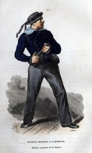 衝突に備えるフランス人水兵。ヴァン・テナックの「Histoire générale de la marine」に掲載。