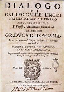 1620年頃、教皇ウルバン8世が天文学者・物理学者のガリレオ・ガリレイ（1564-1642）に依頼し、1632年に出版された「世界の二つの偉大なシステムに関する対話」（dialogo sopra i due massimi sistemi del mondo）の正面図。それは 作： Unknown artist