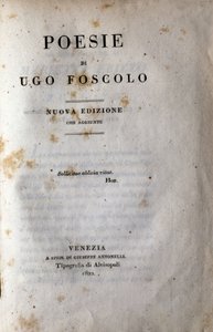 イタリアの詩人・劇作家ウーゴ・フォスコロ（1778-1827）の「ポエジー」の扉（1822年 作： Unknown artist