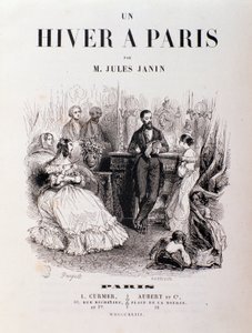 ジュール・ジャナン作「パリの春」の扉絵、ラウンジで歓談するパリジャンたち。1843年 個人蔵 作： Unknown artist