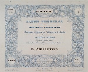 メルカダンテ作のオペラ「Il Giuramento」の扉（1837年 作： Unknown artist