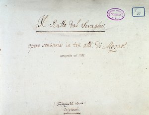 リヒテンタール版モーツァルトのオペラ「Die Entfuhrung aus dem Serail」の扉絵（1838年 作： Unknown artist