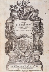 ヴィンチェンツォ・ガリレイの「Dialogo della musica antica e della moderna」の扉絵 作： Unknown artist