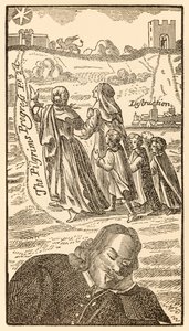 巡礼者の第2部のフロンティピースはこの世界から進歩し、ジョン・バニヤン（1628-1688）がこれからやってくるものへとクリスチャンの家族を夢見る作者、彼の妻クリスチアーナ 作： Unknown