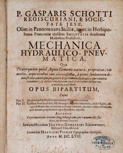 ガスパール・ショットの「Mechanica Hydraulico Pneumatica」の扉絵 作： Unknown artist
