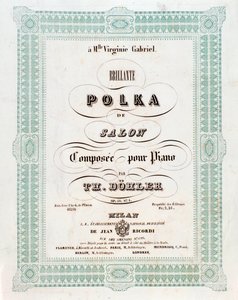 テオドール・フォン・ドーラーの「サロンのポルカ」の譜面の正面図 作： Unknown artist