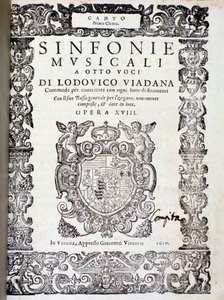 Ludovico ViadanaのSinfonie musicaliの譜面の扉。 作： Unknown artist